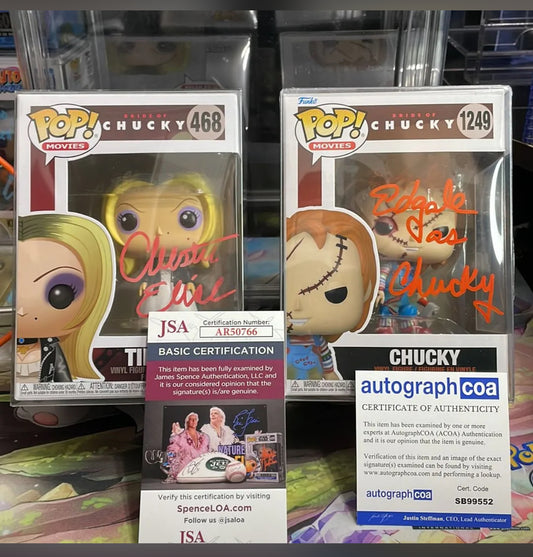 Tiffany & Chucky Bride of Chucky funko pop autographed