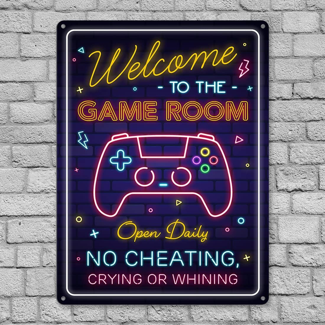 Gaming Room Metal Sign - Gamer Wall Decor for Boys Room, Bedroom Gamers Aluminum Rust Free 9" X 11", Pre-Drilled Holes, Weather Resistant