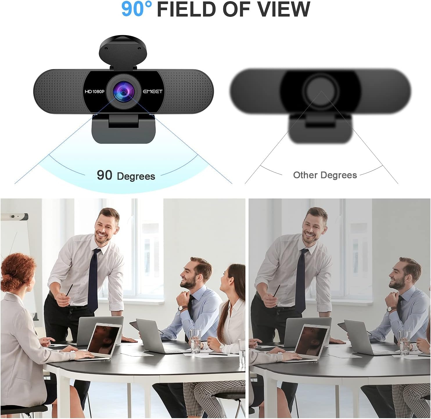 1080P Webcam with Microphone, C960 Web Camera, 2 Mics Streaming Webcam, 90°View Computer Camera, Plug and Play USB Webcam for Online Calling/Conferencing, Zoom/Skype/Facetime/Youtube, Laptop/Desktop