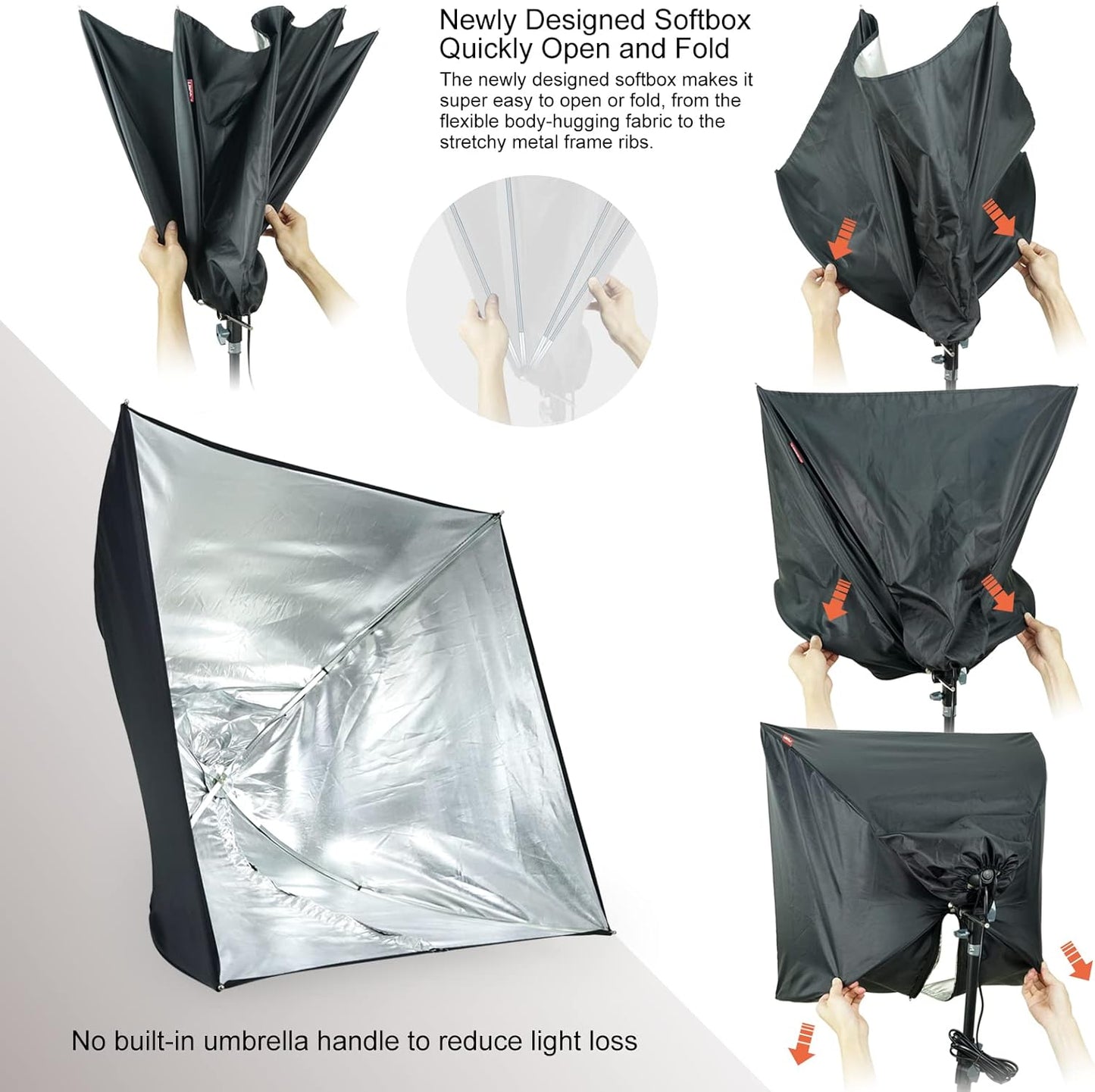 store Photo Video Studio Light Kit AM169 - Including 3 Color Backdrops (Black/White/Green) Background Screen