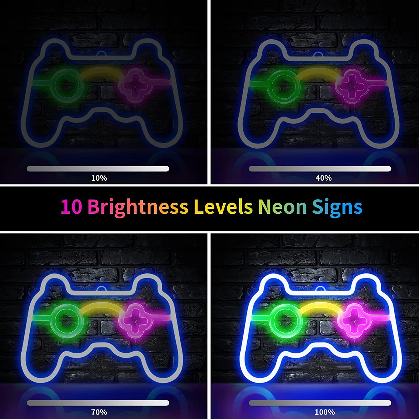 Neon Sign Gamepad Shape LED Neon Signs for Wall Decor, Dimmable Game Shaped Neon Lights for Bedroom Game Room Decor Teen Boys Gamer Party Gaming Wall Decoration Gift Wall Signs