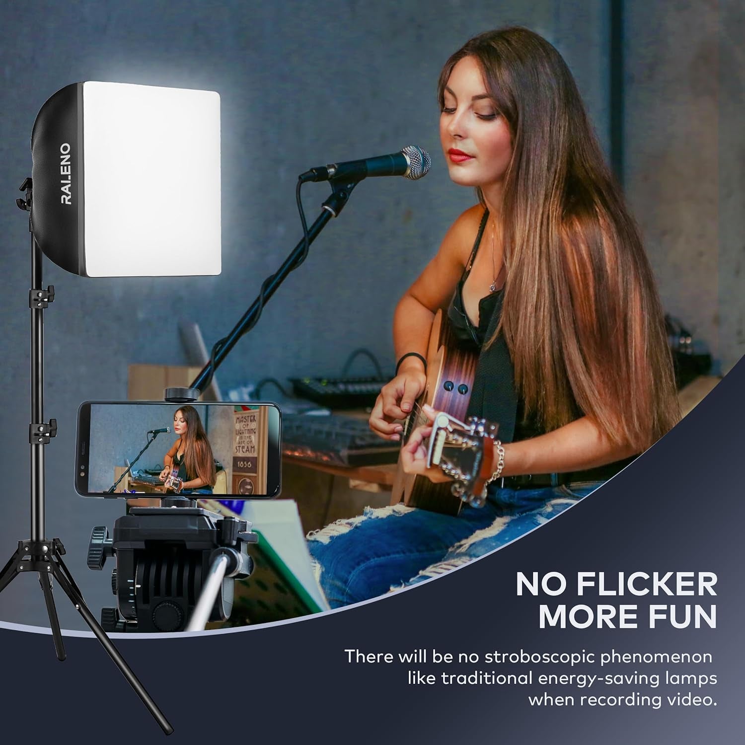 Softbox Lighting Kit, 16'' X 16'' Photography Studio Equipment with 50W / 5500K / 90 CRI LED Bulb, Continuous Lighting System for Video Recording and Photography Shooting