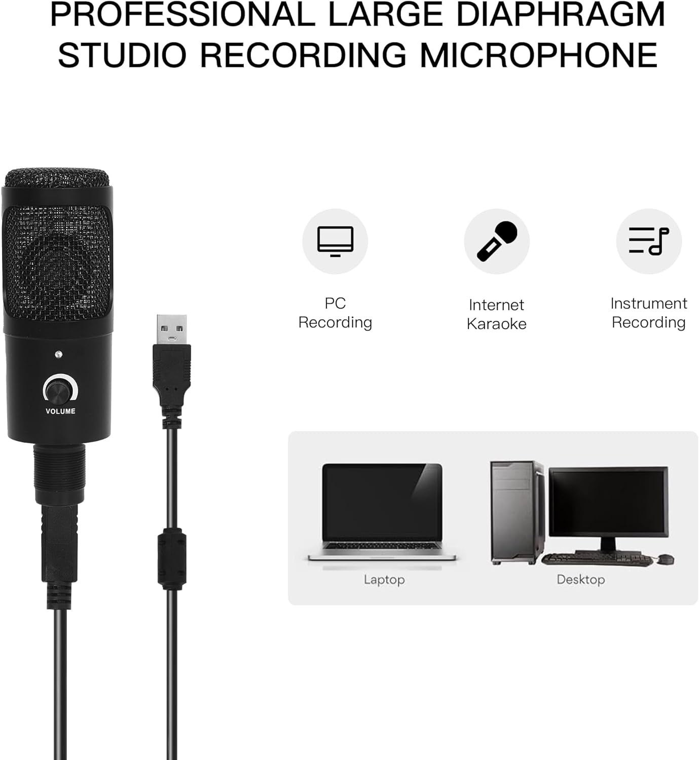 USB Condenser Microphone Mic Kit with Adjustable Mic Suspension Scissor Arm, Metal Shock Mount and Pop Filter for Streaming, Podcasting, Singing,Youtube,Studio