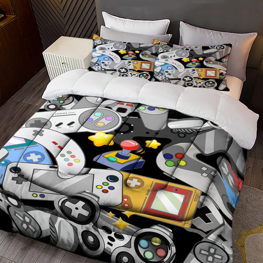 Gamer Comforter Set for Boys Gaming Bedding Twin Comforter Set Gaming Bed Boys Comforter Set Gamer Room Decor (1 Comforter +2Pillowcase)