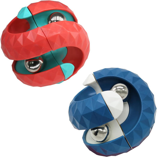 2 Pack Orbit Ball Toy, Novelty Fidget Toys Creative Track Infinity Cube Stress Relief Balls Sensory Toys for Autistic ADHD Kids Adults (Blue&Red)