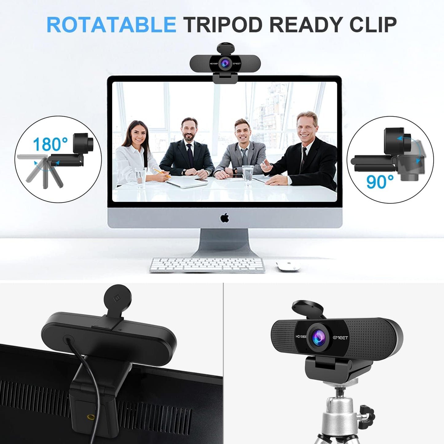 1080P Webcam with Microphone, C960 Web Camera, 2 Mics Streaming Webcam, 90°View Computer Camera, Plug and Play USB Webcam for Online Calling/Conferencing, Zoom/Skype/Facetime/Youtube, Laptop/Desktop