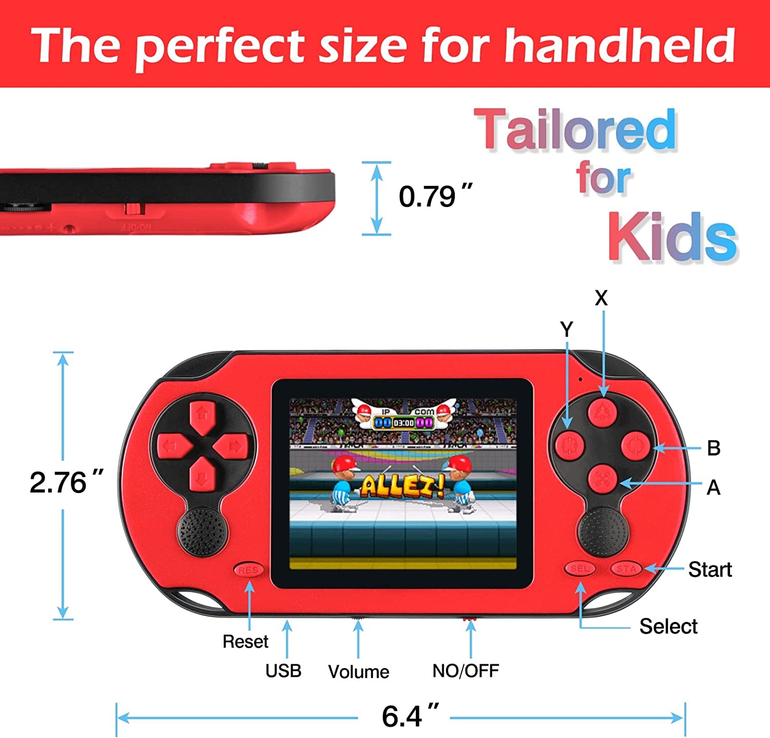 16 Bit Handheld Game Console for Kids Adults, 3.0'' Large Screen Preloaded 230 HD Classic Retro Video Games with USB Rechargeable Battery & 3 Game Cartridges for Birthday Gift for Kids 4-12