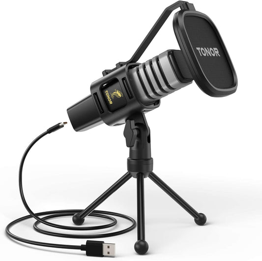 Cardioid USB Mic with Tripod, Pop Filter, Shock Mount - for Gaming, Streaming, Podcasting