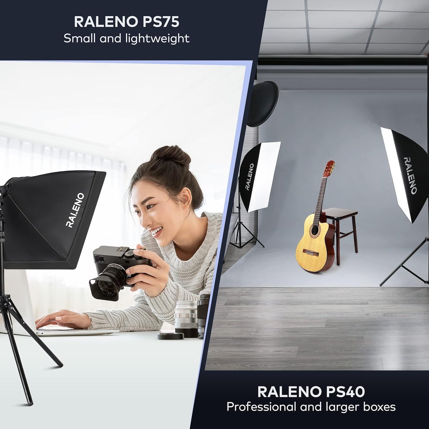 Softbox Lighting Kit, 16'' X 16'' Photography Studio Equipment with 50W / 5500K / 90 CRI LED Bulb, Continuous Lighting System for Video Recording and Photography Shooting