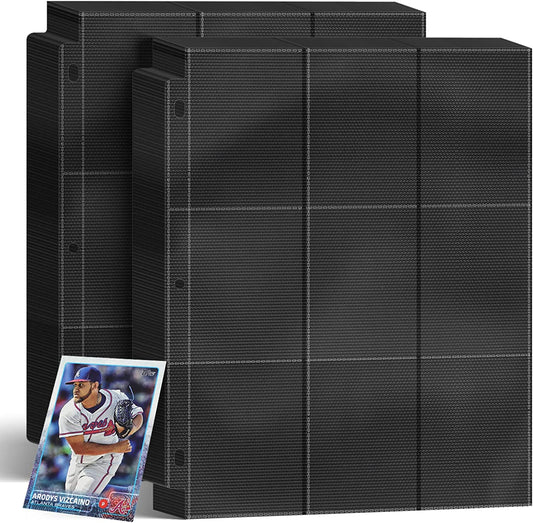 100 Pack Trading Card Sleeves, Double Side Card Sleeves Binder Sheets Holds 1800 Cards, 9 Pocket Page Protectors Fit 3 Ring Binder for MTG, Sports Cards, Game Cards, Business Cards, Baseball Cards