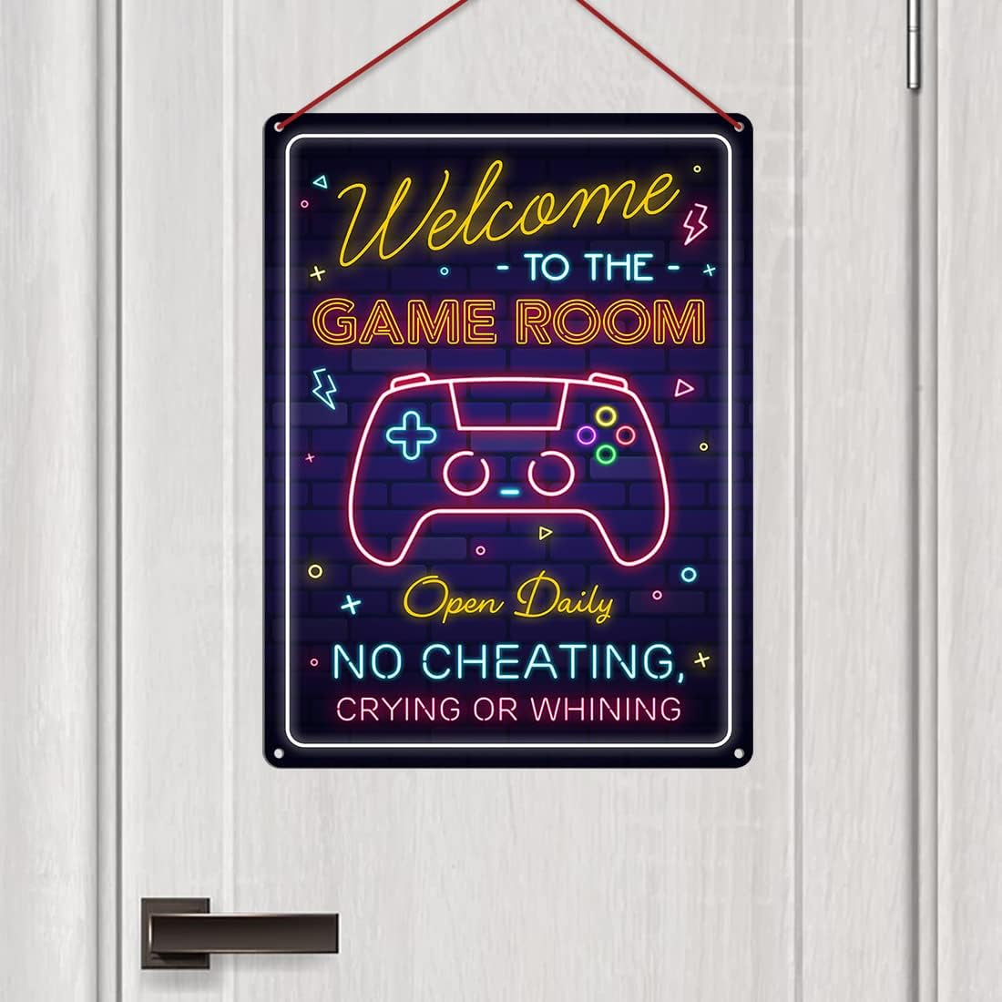 Gaming Room Metal Sign - Gamer Wall Decor for Boys Room, Bedroom Gamers Aluminum Rust Free 9" X 11", Pre-Drilled Holes, Weather Resistant