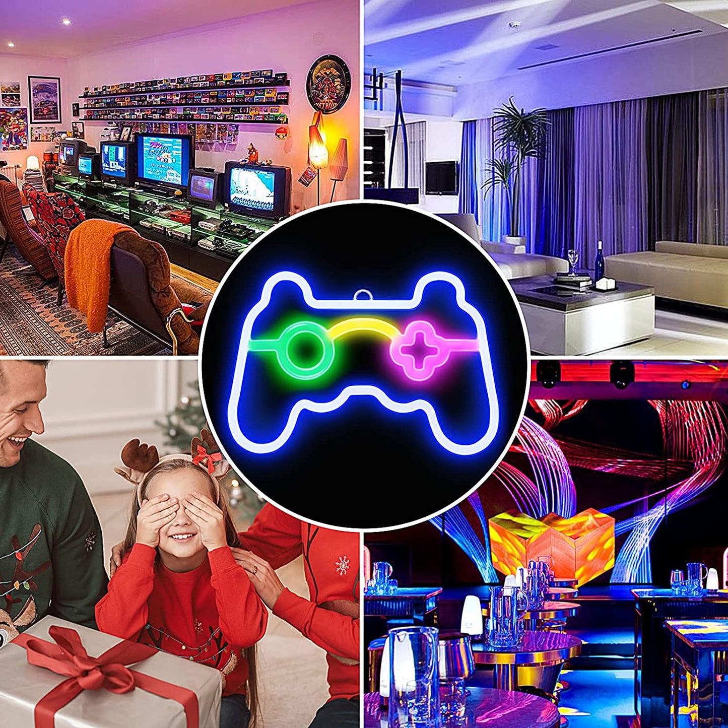 Neon Sign Gamepad Shape LED Neon Signs for Wall Decor, Dimmable Game Shaped Neon Lights for Bedroom Game Room Decor Teen Boys Gamer Party Gaming Wall Decoration Gift Wall Signs