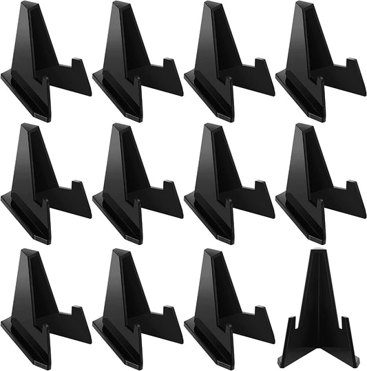 12 Packs Easel Stands Mini Coin Display Stand 2.17 X 1.65 Inch Easel Holder Card Stands for Display Black Display Stands for Collectibles Plastic Plate Display Holders for Medal Watches Picture Decor