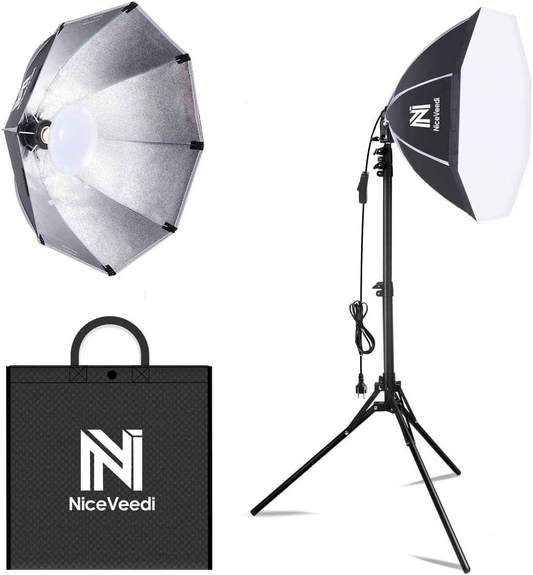 Softbox Photography Lighting Kit,  20" Softbox Lighting Kit with 5400K 650W Equivalen LED Bulbs & 63" Tripod Stand, Studio Light Kit for Photography Portraits Advertise Shooting, Video Record