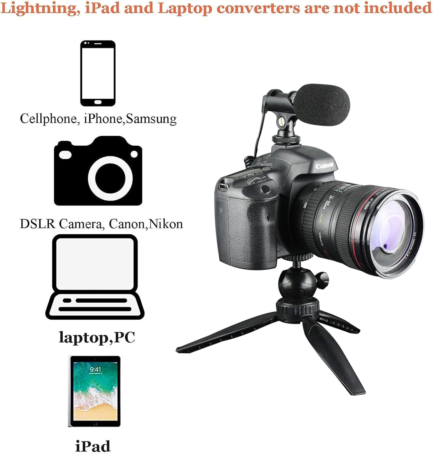 Video Kit with External Shotgun Microphone and Tripod for Camera and Phone, Vlogging Filmmaker Starter Kit for Youtube Recording Facebook Live, Compatible with Iphone/Smartphone/Cameras