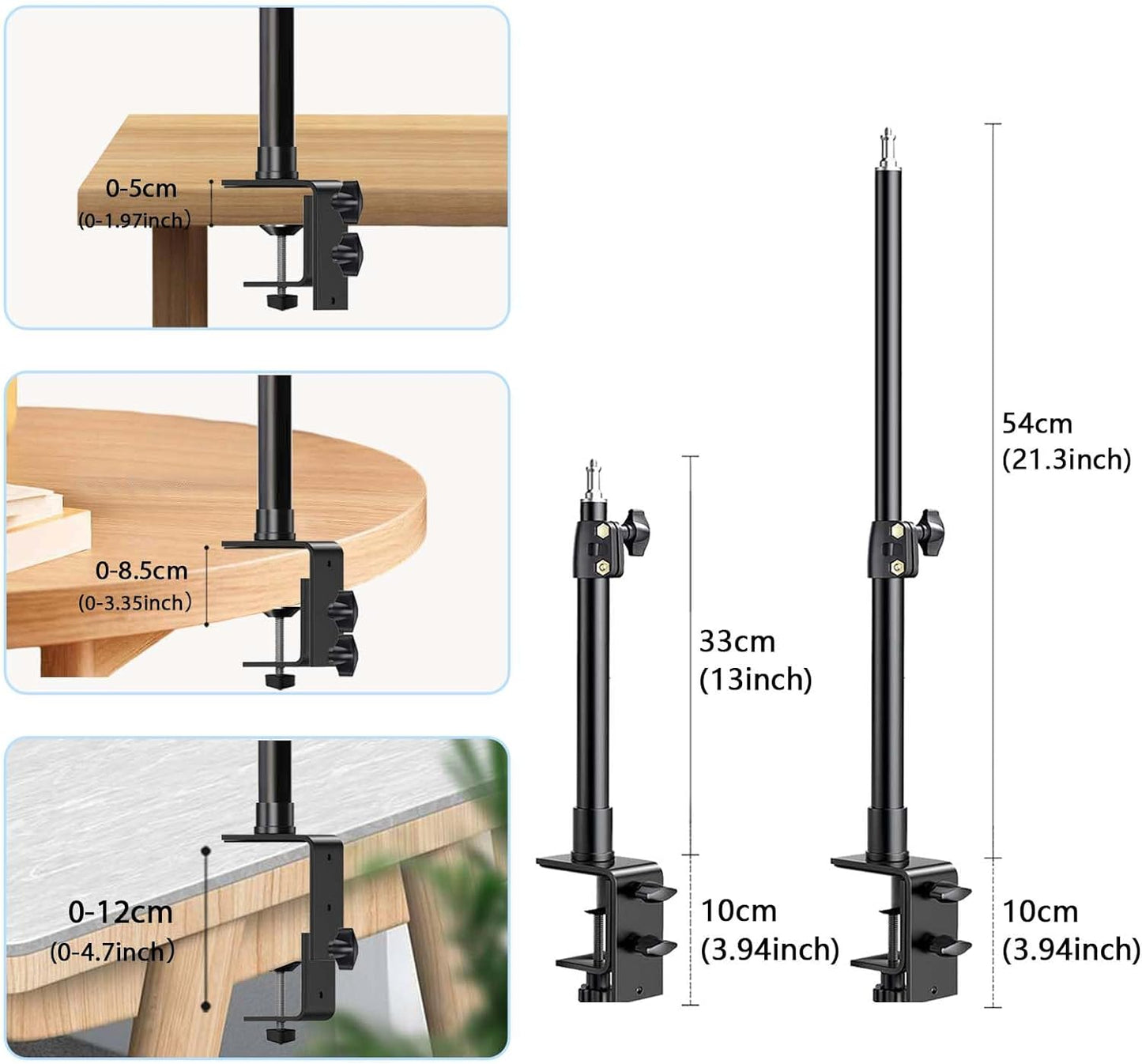 LED Desk Bi-Color Video Light Key Light Studio Streaming Lights Panel Light with Desk Clamp C-Clamp Stand Overhead Phone Mount 3800K-6500K Wireless Remote Studio Photography Lighting for Gaming Zoom