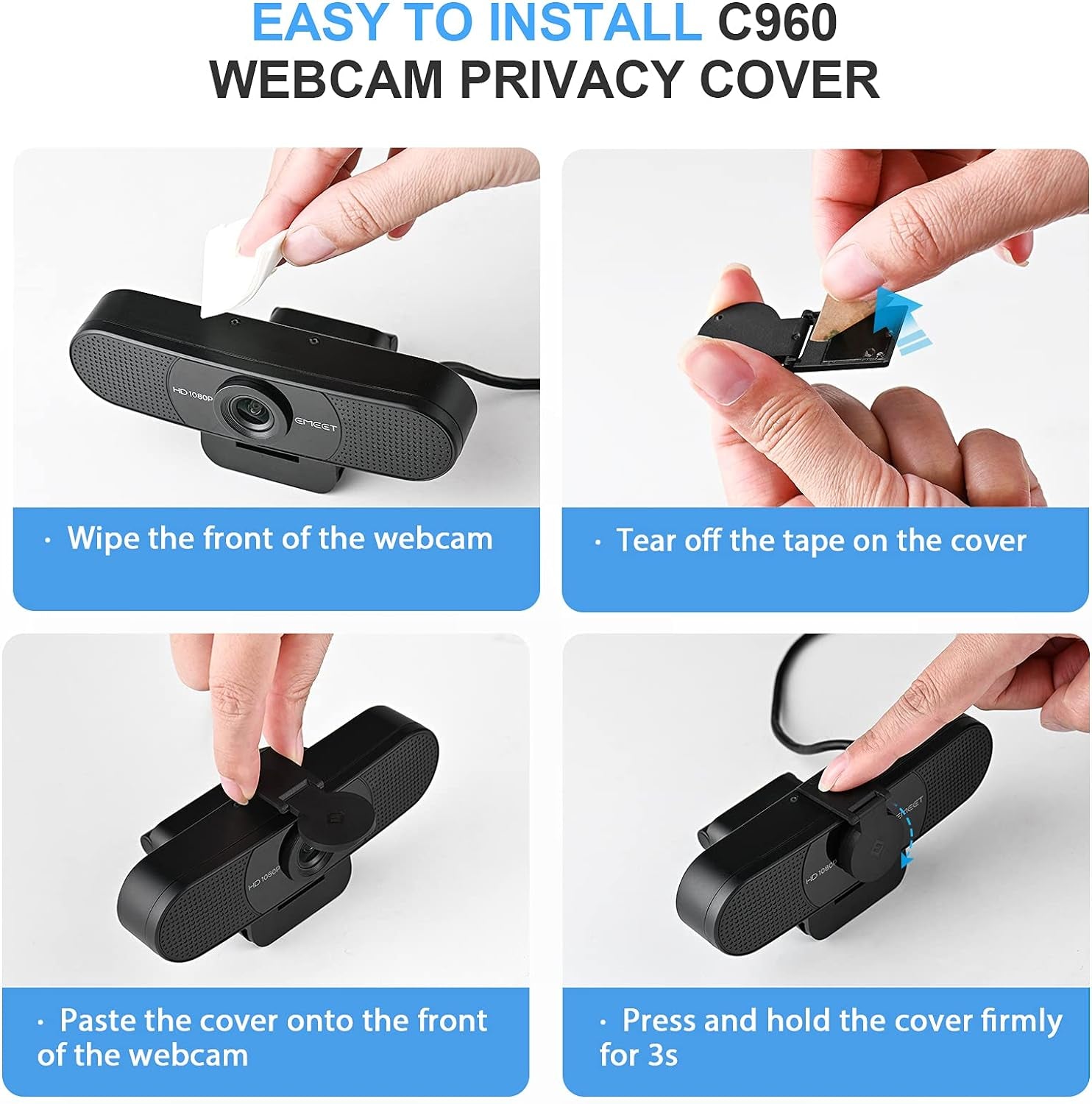 1080P Webcam with Microphone, C960 Web Camera, 2 Mics Streaming Webcam, 90°View Computer Camera, Plug and Play USB Webcam for Online Calling/Conferencing, Zoom/Skype/Facetime/Youtube, Laptop/Desktop