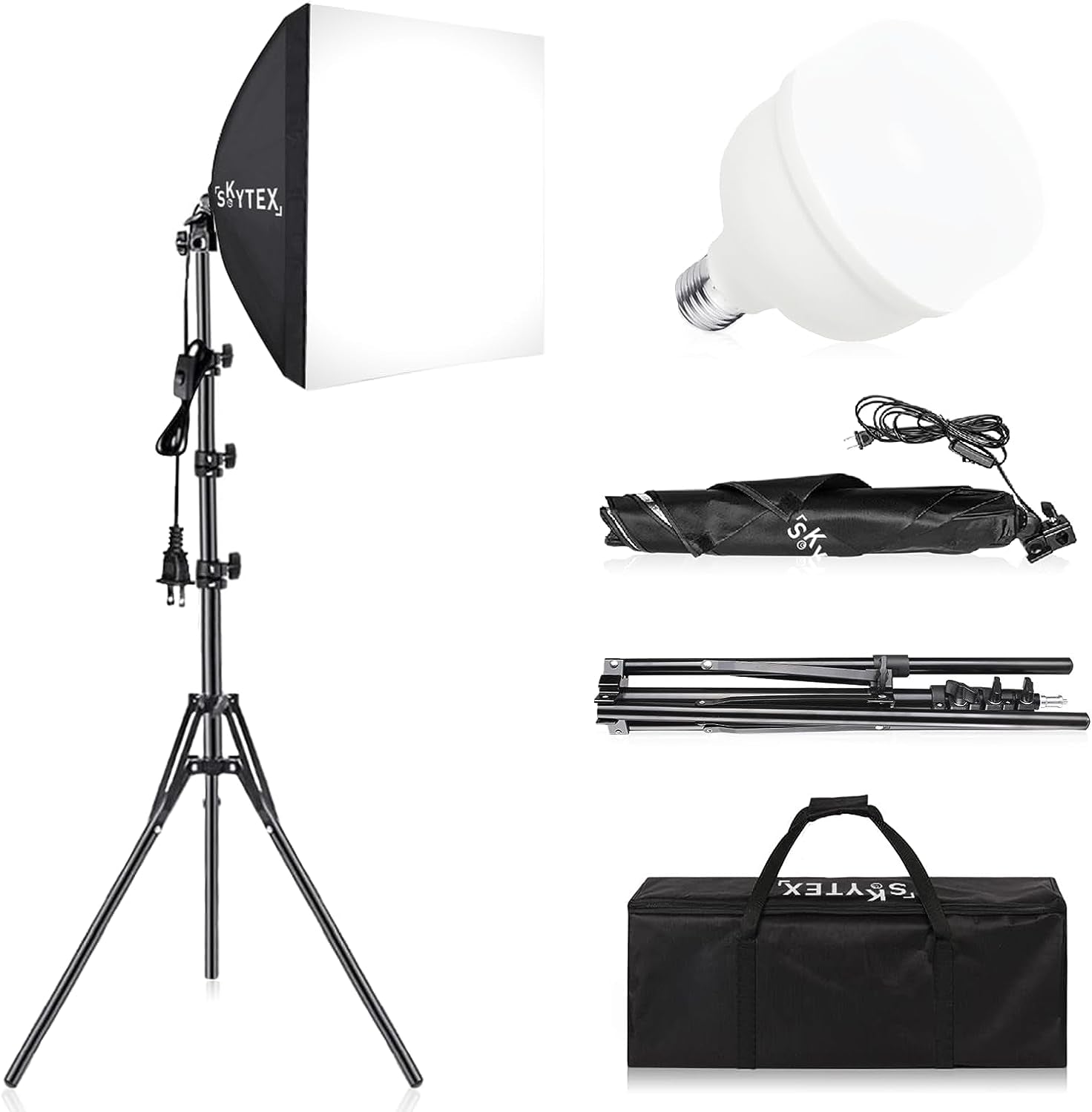 Softbox Lighting Kit,  16X16In Soft Box | 135W 5500K E27 LED Bulb, Continuous Photography Lighting Kit Photo Studio Lights Equipment for Camera Shooting, Video Recording