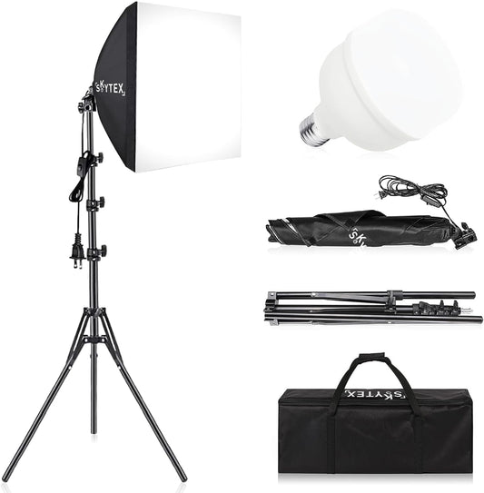 Softbox Lighting Kit,  16X16In Soft Box | 135W 5500K E27 LED Bulb, Continuous Photography Lighting Kit Photo Studio Lights Equipment for Camera Shooting, Video Recording