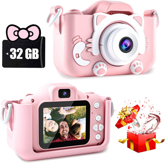 Kids Camera Toys for 6 7 8 9 10 11 12 Year Old Boys/Girls, Kids Digital Camera for Toddler with Video, Christmas Birthday Festival Gifts for Kids, Selfie Camera for Kids, 32GB SD Card